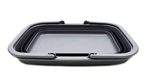 SAMMART SAMMART 9.2L (2.37Gallon) Collapsible Tub with Handle - Portable Outdoor Picnic Basket/Crater - Foldable Shopping Bag - Space Saving Storage Container (1, Grey/Black) - color: Grey/Black