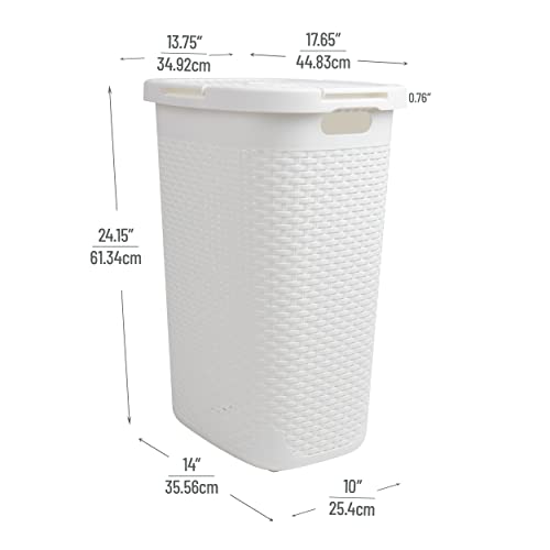 Mind Reader Slim Laundry Hamper with Lid, 60L Tall Clothes Basket, Narrow Tapered Design for Bathrooms, Closets and Laundry Rooms, Plastic, 2 Pack, White - color: White, size: 2-Pack