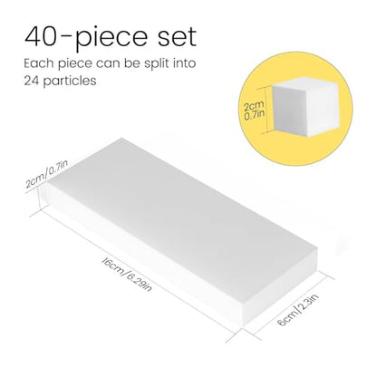 TRENDBOX Melamine Sponges Magic Cleaning Sponges Melamine Foam for Dishes Eraser Sponges for Kitchen (White, 6.3x2.4x0.7 Inch (Pack of 40)) - size: 40 Pack (6.3 x 2.4 x 0.7 inches each)