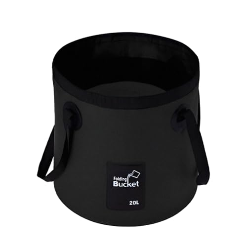 Bittwee 20L 5 Gallon Car Collapsible Bucket with Handle, Outdoor Vehicle Washing Water Folding Container, Leakproof Portable Automotive Wash Basin, Universal for SUV RV Truck (Black) - color: Black