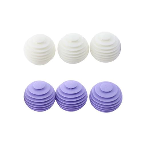 6pcs Laundry Ball, Silicone Wash Ball for Washing Machine, Lint Remover Dryer Balls, Soft Pet Fur Catcher Balls for Laundry, Reusable Home Gadgets(White/Purple)