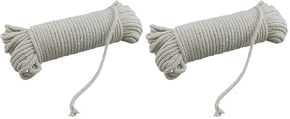 100 Ft Heavy Duty Braided Cotton Rope Clothesline Approximately #6 1/4" 6 mm Multi Purpose Home Boat Camping (Pack of 2) - size: Size #6 (Pack of 2)