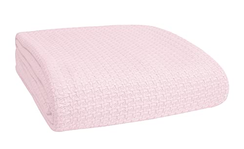 Belizzi Home 100 Cotton Bed Blanket, Breathable Bed Blanket Twin Size, Cotton Thermal Blankets Twin, Perfect for Layering Any Bed for All Season, Baby Pink - color: Baby Pink, size: Twin (60 in x 90 in)