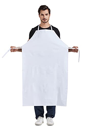 Nanxson Waterproof Rubber Aprons for Butcher Dog Grooming Dishwashing - color: White