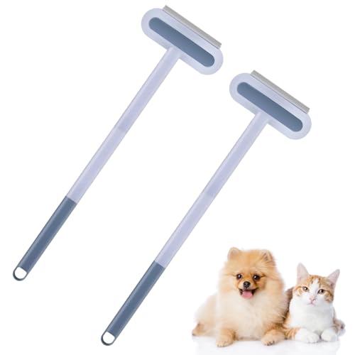 OMISTAR 2 Pcs 23.6 Inch Pet Hair Removal Tool, 4-in-1 Multifunctional Fur Cleaner with Extendable Handle, Reusable Dog Cat Hair Remover Brush for Furniture, Carpet, Couch, Bedding & Car Interiors