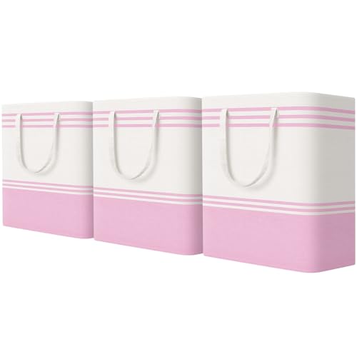 TranquilRelax 3-Pack Laundry Basket, Laundry Hamper, Pink-100L - color: Pink, size: 100L