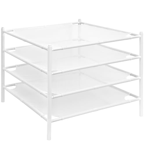 STORAGE MANIAC Sweater Drying Rack, Mesh Clothes Drying Rack, Stackable Laundry Drying Rack, Lay Flat Dryer for Delicates, Portable Dry Rack for Indoor or Outdoor, White, 4-Pack - size: 4-Pack Mesh