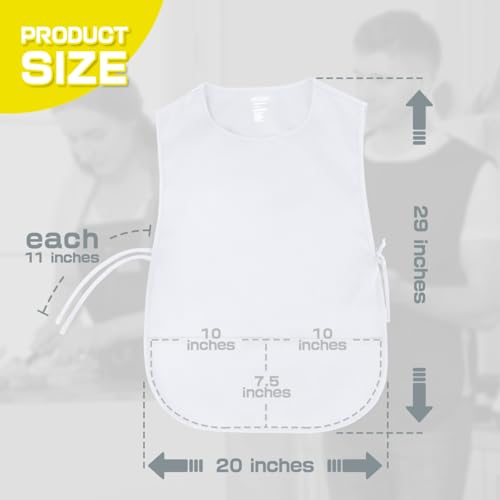 ROTANET Cobbler Apron for Women with Pockets, Waterproof Art Smock Aprons - color: White
