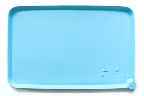 Hoki Found - Waterproof Pet Feeding Mats with High Lips, Multiple Size and Colors -A - color: Arctic, size: 19" x 12"
