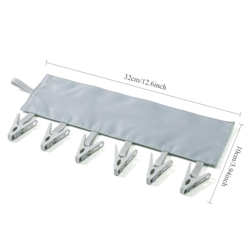 Portable Hanger Clips Travel Clothesline Folding Towel Drying Rack - color: Gray