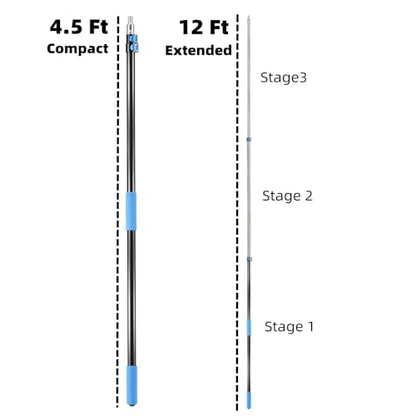 20 Foot High Ceiling Fan, Cobweb Duster with 5-12ft Extension Pole - size: 12ft