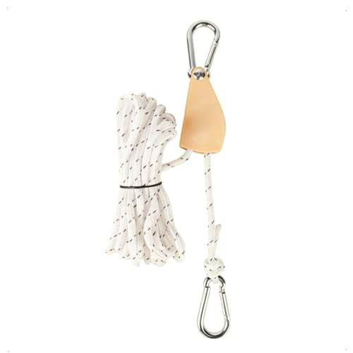 Retractable Travel Clothesline, 19Ft Heavy Duty Portable Clothes Drying Rope with Ratchet Pulleys Carabiners for Tents, Outdoor Camping, Hammocks Tarps Locking System