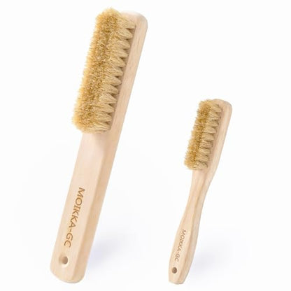 Large + Small Laundry Stain Brush Set with Soft Boar Bristles - size: Large&Small
