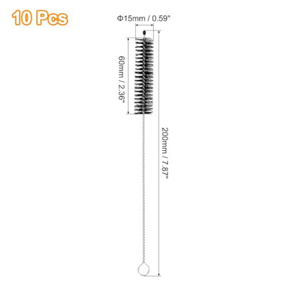 uxcell 10Pcs Drinking Straw Cleaning Brushes, 8" x 5/8" Nylon Bristles Long Straw Brush Pipe Cleaner for Washing Straws Pot Spout, Sippy Cup, Bottle and Tube (Black) - color: Black, size: 8" x 5/8"