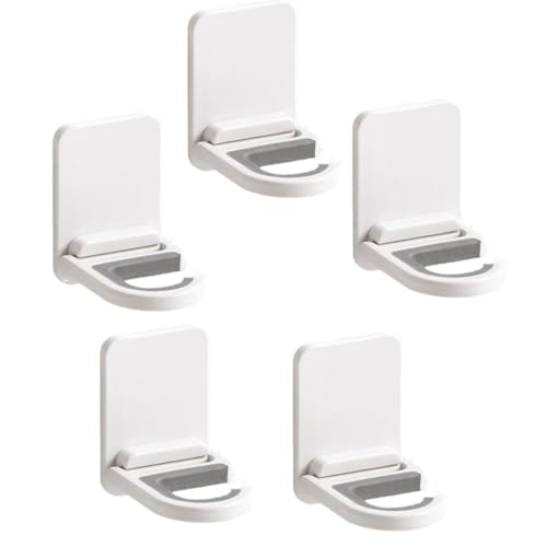 5 Pcs Adhesive Broom Holder Wall Mount, No-Drill Mop Hanger Clip for Bathroom Garage Balcony Organization