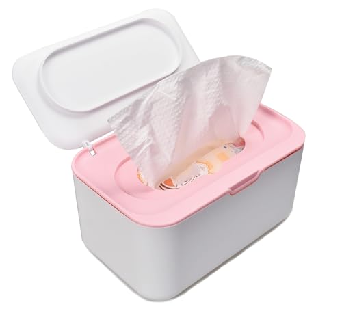 Tissue Box Cover Seal Rectangular Dryer Sheet Dispenser Storage Wet Wipes for Storage on Bathroom Vanity, Countertop, Bedroom Dresser (Pink/White) - color: Pink /White
