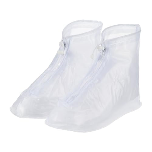 PATIKIL S Waterproof Shoe Cover, 1 Pair PVC Reusable Non-Slip Overshoes Rain Shoe Covers Galoshes Snow Boot Protector with Zipper for Men Women Rainy Outdoor, White - color: White, size: S(3.5-4.5)