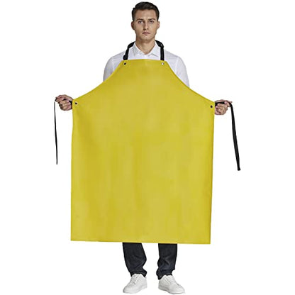 Rubber Waterproof Apron Butcher Heavy Duty -Oil Chemical Resistant Safety Aprons for Cleaning Fish, DishWashing - color: Yellow, size: Large