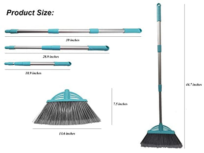 Three-Section Telescopic Aluminum Alloy Rod Long-Handled Broom for Housekeeping Garden Camping Outdoor&Indoor, 3 CPS Green - color: 3pcs Green