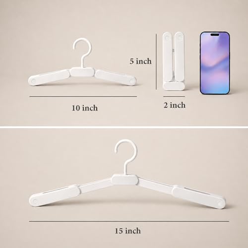 6 Pack Foldable Travel Hangers Portable Collapsible Hangers with 12 Clips - color: White