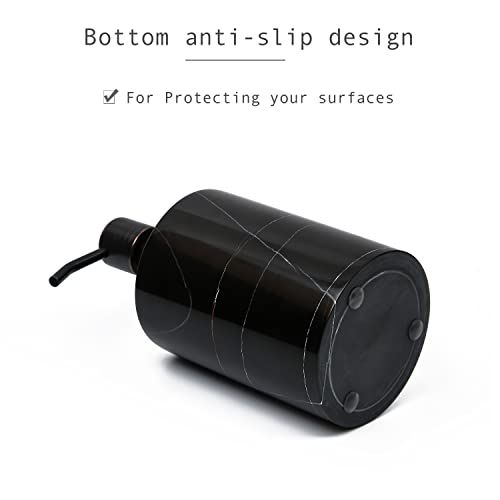 JIMEI Black Marble Soap Dispenser Hand or Dish for Bathroom & Kitchen