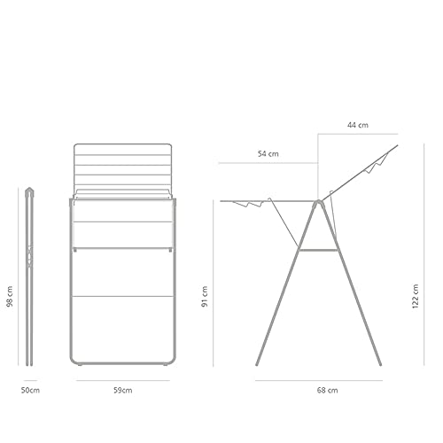 Brabantia HangOn Compact Clothes Drying Rack | 49ft (15m) | White | Small Indoor Clothes Airer Laundry Stand with 2 Fold-Out Wings & Hanger Hooks, Folds Flat, Ideal for Condos | Fits Full Load - color: Fresh White