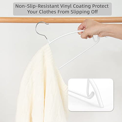 Nature Smile Non Slip PVC Coating Sweater Hangers,Dress Suit Coat Hangers,Shoulder Bump Free Golf T Shirts Clothes Hangers (White Color 20 Pack) - color: White, size: 20 Pack