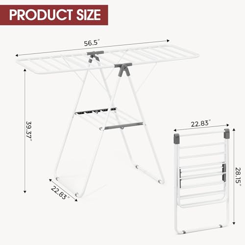 APEXCHASER PEXCHASER Foldable Clothes Drying Rack - color: Gray, size: 2 Wings