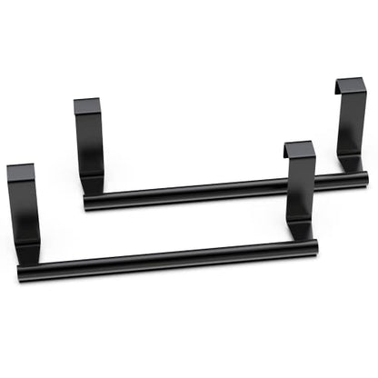 Towel Rack for Cabinet, Strong Steel Kitchen Over Cabinet Towel Bar Holder, 9" Wide - 2 Pack - Black - color: Black