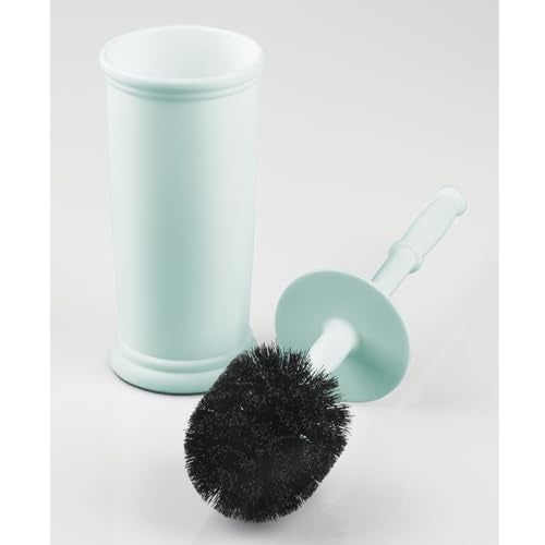 mDesign Toilet Bowl Brush and Holder - Covered Bathroom Toilet Brush - Standing Toilet Bowl Scrubber in Modern Holder - Space Saving, Deep Cleaning Brush for Toilet - Hyde Collection - Mint Green - color: Mint Green, size: Pack of 1