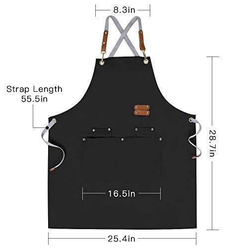 Chef Apron-Cross Back Apron for Men Women with Adjustable Straps - color: Black