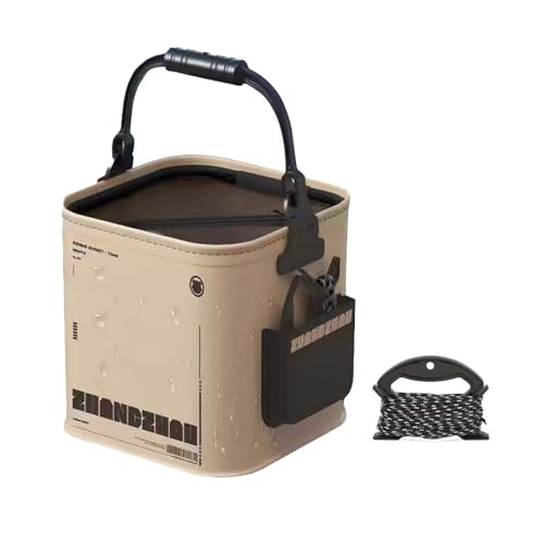 3.7 Gallon Collapsible Fishing Bucket - Live Bait Bucket w/Aerator Pocket - size: 3.7 Gallon (14L)
