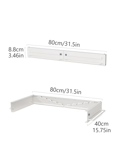JOOM Wall Mounted Clothes Drying Rack,31.5 Inch Foldable Rack,White,Poles - size: 31.5in-P