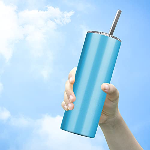 8 Pack Stainless Steel Skinny Tumbler, 20 OZ Double-Insulated Water Tumbler Cup with 8 Straw and 4 Brush, Vacuum Travel Mug Gift for Hot Cold Drinks with Cleaning(White) - color: White, size: 8 Count (20 oz)