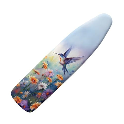 Hummingbird Ironing Board Cover and Pad Standard Size Flower Iron Board Covers Heavy Duty Iron Board Protective Cover with Elastic Edge Table Top Ironing Board Sleeve Padded Blue - color: Hummingbird Daisy
