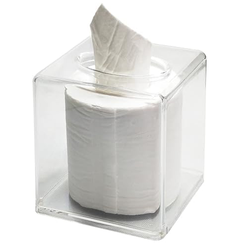 Square Clear Acrylic Tissue Box Covers, Big Bathroom Facial Napkin Box Holders, Table Clear Dryer Sheet Dispenser for Bathroom, Kitchen and Cars - color: Clear Square