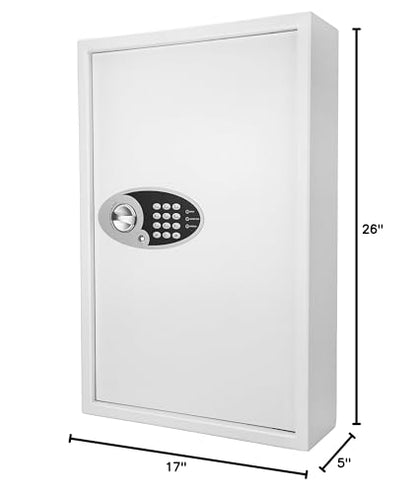 Steel 144 Key Cabinet with Electronic Keypad Lock Box, White