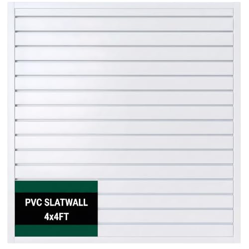 Slat Wall Paneling 4x4 ft Garage Organizer Storage Systems, Heavy Duty PVC Slatwall Panels for Garage Organizer Product, PVC Wall Mounted Tool Storage Slate Board for Home and Workshop (White) - color: White, size: 4X4FT