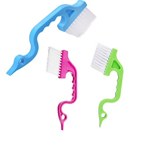 3Pcs Hand-held Groove Gap Cleaning Tools Door Window Track Kitchen Cleaning Brushes, for Window Air Conditioning Kitchen Cleaning （Random Color）