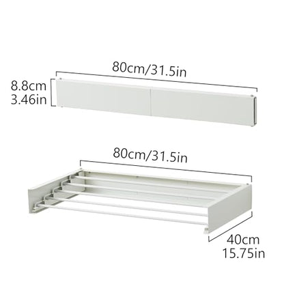 RFOUO Wall Mounted Clothes Drying Rack,White 31.5" - size: 31.5 Inch without hooks