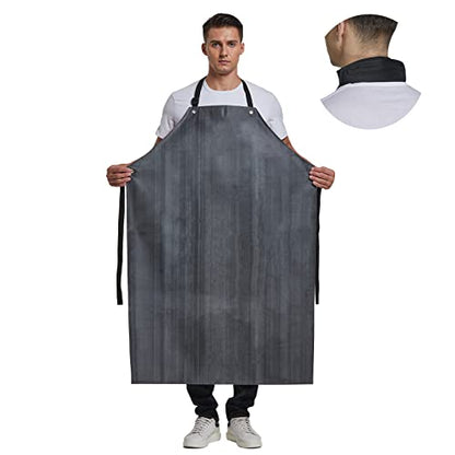 Rubber Waterproof Apron Butcher Heavy Duty -Oil Chemical Resistant Safety Aprons for Cleaning Fish, DishWashing - color: Black, size: X-Large