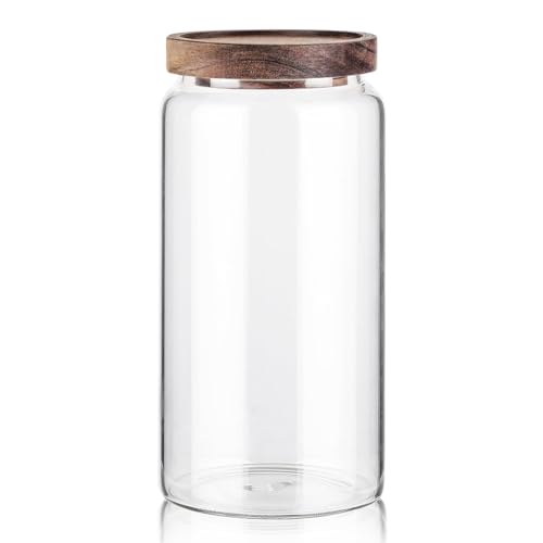 Labina Glass Jar with Wood Lid, Airtight Kitchen Storage Canister - size: A5: 40 Oz 1 pcs
