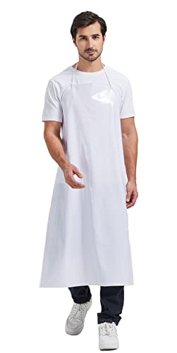 Nanxson Waterproof PVC Apron for Dishwashing Pet Grooming Meat Processing - color: White