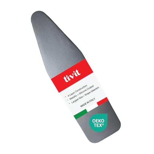 TIVIT AlumiTek Ironing Board Cover Fits 12x44, Made in Italy, Silicone Heat Reflective, Thick 4-Layer Padding, Scorch Resistant - size: 12x44