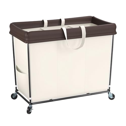 320L Laundry Hamper with Wheels, Large Rolling Laundry Basket with Wheels - color: Beige, size: 320L