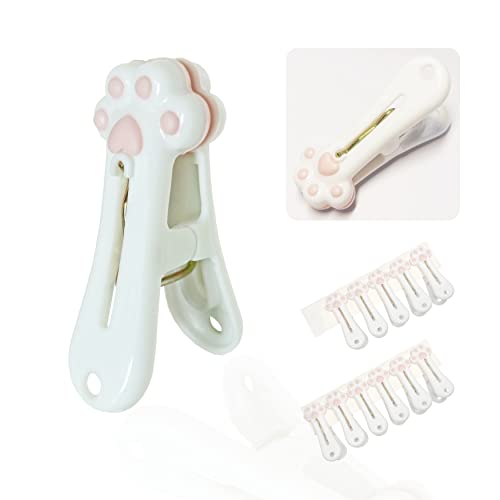 Plastic Clothespins Laundry Clothes Pins-12 Pack, Traceless Clothes Pegs, Bag Clips, Food Package Clip, with Cute Cat Claw Pattern - color: Pink, size: 12-Pack