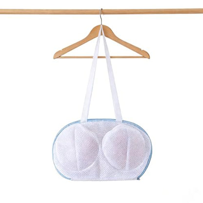 Bra Wash Bag Set, Mesh Laundry Washing Bags with Premium Zipper for Bra, Foldable Mesh Lingerie Underware Wash Bags Protector for Washing Machine - color: Blue