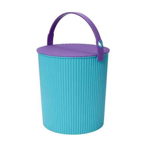 Hachiman Extra Large Bucket, 5.3 Gallon Heavy Duty Bucket with Lid & Handle - color: Turquoise & Purple, size: Extra Large