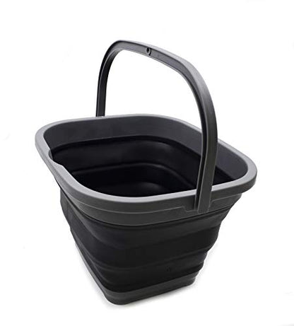 SAMMART 11L (2.9 Gallon) Collapsible Rectangular Handy Bucket (1, Grey/Black) - color: Grey/Black