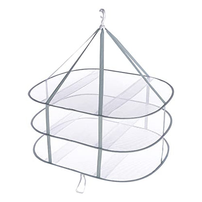 3 Tier Folding Drying Rack, 10Lb Capacity Space Saving Hanging Dryer with Fixing Band, Stackable Sweater Laundry Rack for Clothes, T-Shirt, Towels, Underwear, Indoor Outdoor Use, 31inch